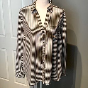 Black and white pinstripe button down